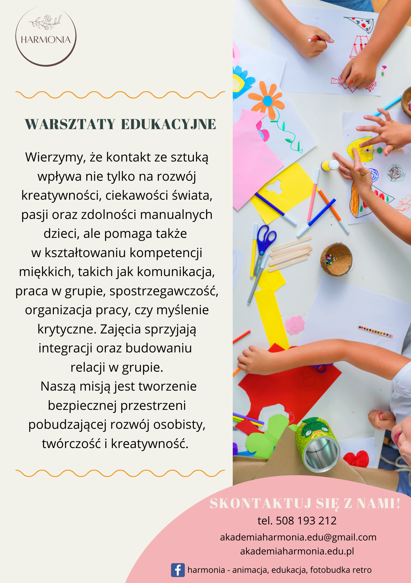 Warsztaty plastyczne i artystyczne dla dzieci w Warszawie – misja i cele działań edukacyjnych firmy Harmonia